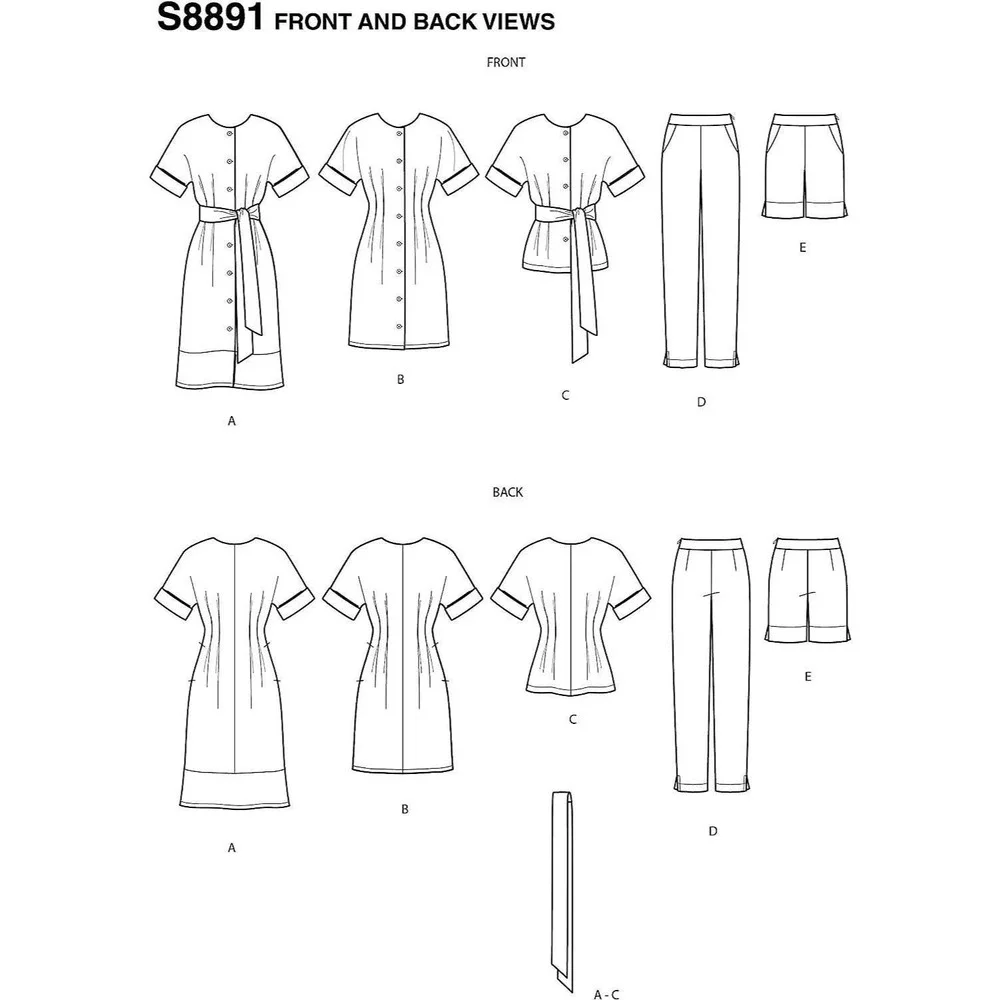 Simplicity‎ Sewing Pattern 8891 10144 Dress Pants Shorts Top Plus Size 20W-28W